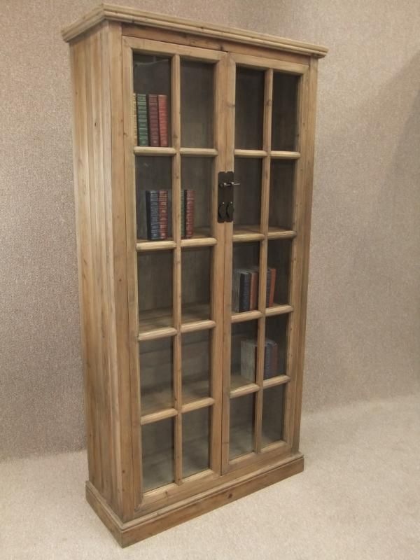 LARGE RECLAIMED AND RECYCLED PINE GLAZED BOOKCASE eBay